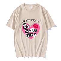 MeanGirls Trečiadieniais Dėvime Rožinius Marškinėlius Trumpomis Rankovėmis Švelnios Medvilnės Marškinėliai Laisvalaikio Pavasariniai Moterims/Vyrams Marškinėliai Su Grafiniu Spaudiniu L beige