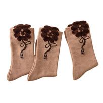 Moteriškos rudens ir žiemos puskojinės iki blauzdos vidurio, mielos Kawaii meškučio kojinės, šiltos kojinės, 3 poros 3 Pairs black