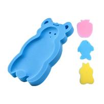 Bear Foam Sponge Baby Bath Cushion Shower Support Mat Bathtub Set Pad Newborn Shower Cradle mėlyna