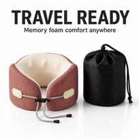 Jinan Travel Foldable U-Shaped Memory Foam Neck Pillow with Jacquard Cover for Cervical Support 28x21x13 cm