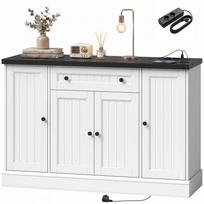Buffet Salon With Charging Station 120x40x80cm White And Black