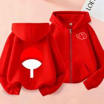 Naruto Kids Hoodie Anime Uzumaki Naruto Printed Sweatshirt for Boys Girls Children Zipper Hoodie Suitable for Autumn and Winter 100 red