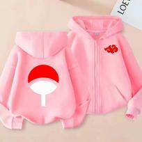 Naruto Kids Hoodie Anime Uzumaki Naruto Printed Sweatshirt for Boys Girls Children Zipper Hoodie Suitable for Autumn and Winter 160 pink