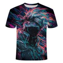 2026 Summer Naruto Kishimoto Sasuke Theme Cyberpunk Style 3D Printed Breathable T-Shirt for Men and Women, Parental Use Top 6XL gray