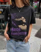 Bride of Frankenstein T-Shirt Vintage Horror Tee, Universal Monsters Theme T-Shirt, Short Sleeve, Unisex, for Summer and All Seasons XXL gray