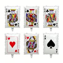 Playing Card Shaped Foil Balloon Set for Casino Night Game Night Poker Tournament Adult Themed Party Decor Pack of 6 5 Playing Card 22.4inch white