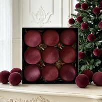 Christmas Round Ball Ornaments: Cement, Flocking Cloth & Plastic (6/8cm) Cement Flocked Christmas Ball Set brown