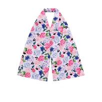 Skin-friendly Floral Print Scarf Bib Breathable Elderly Bib Adult Oil-proof Bib  Easy To Wear Style 2 pink