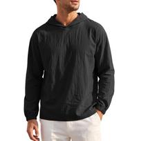 Men's Cotton Linen Color Hooded Top L juoda