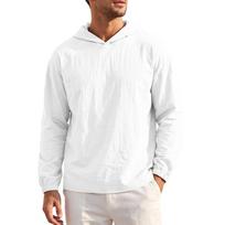 Men's Cotton Linen Color Hooded Top S white
