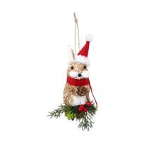 3D Christmas Hanging Ornament, Forest Animal Sisal Straw Woven Decoration One Size