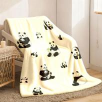 Cartoon Panda Pattern Flannel Blanket Lightweight And Soft Throw for Family And Friends Gift 150cm*220cm