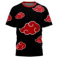 Naruto Cosplay Unisex 3D Printed T-shirt, Children's Street Wear, Harajuku Style T-shirt Top, 2026 Gift Short Sleeved Shirt XXL red
