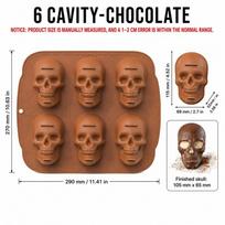 6 Cavity Skull Cake Mold Food Grade Silicone Baking Pan Easy Release Spooky Halloween Party Dessert Chocolate Maker