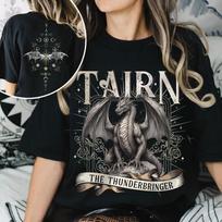 Fourth Wing Series Tairn Black  Shirt, Onyx Storm Dragon Rider T-shirt Size S-4X Unisex T-Shirt XXL
