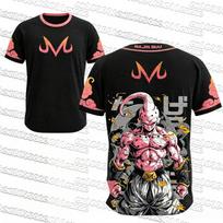 Dragon Ball Majin Buu Front Symbol Back Character Anime Print Summer Quick‑Dry Short Sleeve Sport Outfit Unisex Streetwear Tops 150 black