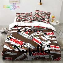 Nutella Pattern Cartoon Bedding Set Single Twin Full Queen King Size Bed Set Adult Kid Bedroom Bedding Gift 70x133cm 2pcs black