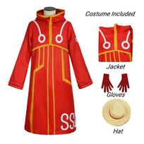 2025 Naujas Egghead Island Kostiumas Monkey D Luffy Chalatas Cosplay Kostiumas 163 Luffy Striukė Paltai Kepurė Apranga Helovino Kostiumas XXL red