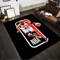 Basketball Player in Action with NBA Logo Design Non-slip rug suitable for living room and bedroom sofas 80x120cm( 31x47in) white