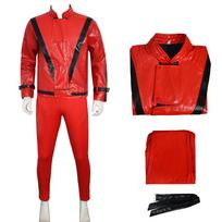 Michael Jackson Kostiumas Cosplay Raudonas Dirbtinės Odos Helovino Šventės Sceninio Pasiruošimo Vaidmenų Žaidimo Pilnas Apranga 110 red