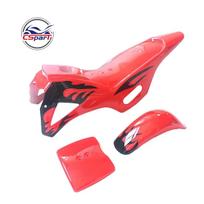 Plastikinis priekinio stiklo komplektas Sparno plokštelės apsauga Dangtelis Mini Moto Purvo Pit dviračiui 47cc 49cc raudona juoda spalva