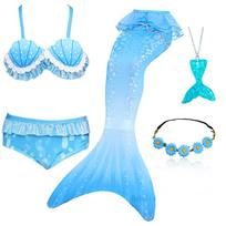 Undinukės uodega plaukimui mergaitėms Undinukės kostiumas Cosplay maudymosi kostiumas Fantazijos paplūdimio bikini Galima pridėti monoplauką Fin Helovino kostiumas 130 ( 7-8 Years) white