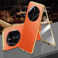Magnetic Glass Case for Honor Magic 7 Pro Magic7 7Pro Magic7pro 360° Full Protection Tempered Glass Back Cover Leather Shell For Honor Magic 7 red