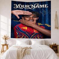 Lamin Yamal Custom Your Name Wall Decor Tapestry Art For Pet Memorial Birthdaywedding Party Backdrop Family Gift 180cmx230cm