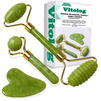 Jade roller massager for face, neck, under eyes, gua sha stone 3 in 1