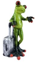 Frog Figurine with Suitcase Traveler 16cm