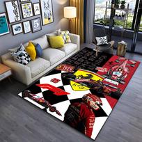 Sports Area Rug, Ferrari F1 2026 Race Calendar Schedule Leclerc 16 Cars Badge Checkered Print, Garage Decor, Non-Slip Mat 40x60cm( 15x23in ) gray