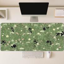 Vintage Green Plant Foliage Large Mouse Pad Non Slip Rubber Desk Mat Stitched Edge For Computer Laptop Gaming Workspace 800x400x2mm