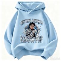 Šauni Michael Jackson spaudinio vaikiška džemperis su gobtuvu, šilta megztinė berniukams ir mergaitėms (2026 m. rudens/žiemos retro popo ikonos grafinis viršus 100