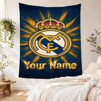 Real Madrid Club Personalized Name Tapestry Multi-purpose Tapestry Non-Fading Color Great for Camping Multi-purpose for All Occasions 150cmx200cm