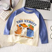 Kids 100 Cotton Long Sleeve Bottoming T Shirt For Infant Boys And Girls 110cm mėlyna