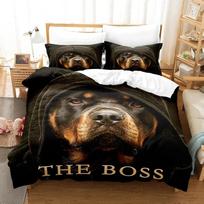 Cute dog Bedding Set Single Twin Full Queen King Size Pet dog Bed Set Aldult Kid Bedroom Duvetcover Sets 3D Print 035 70x133cm 2pcs black
