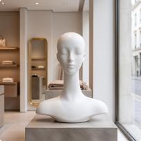 Mannequin Head with Shoulders White Female Display Adult Size for Boutiques gray