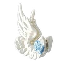 3D Printed Angel Wing Hair Clip with 3D Feather Texture, Simulation Detail, and Spring-Hinged Claw Closure for Holiday Styling mėlyna