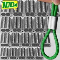 10-100Pcs 8-Shape Aluminum Sleeve Clamps Double Hole Cable Crimp Rings Steel Wire Rope Fixed Accessories M1.5 M2 M2.5 M3 M4 10Pcs M3