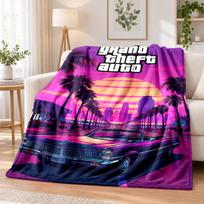 GTA Flannel Throw Blanket Soft Warm Cozy For Sofa Bed Indoor Home Bedroom Use 80cmx120cm purple