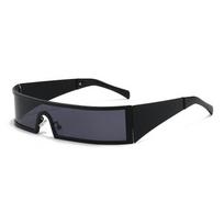 Cyberpunk Sunglasses Square Metal Frame Uv400 Sun Protection For Casual Wear And Parties BlackFrameGray black