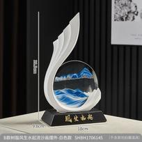 Modern Minimalist Resin Sand Art Desk Decor Flowing Water Motif Office TV Stand Ornament B Resin Sand Art Desk Decor - White