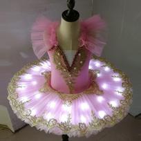 Tutu Balet Led Šviesa Gulbių ežeras Balerina Blynas Mergina Suaugusiųjų Vaikų Baleto Suknelė Vaikams Šokių Kostiumai Tutu Led 150cm rožinė