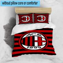 3pcs Milan Football club Printed Bedding Set Duvet Cover Closure Includes 1 Duvet Cover & 2 Pillowcases Bedding Sets Home Decor Gifts 135cm*200cm