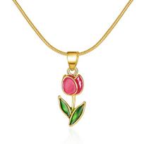 Fashion Tulips Flower Pendant Necklace Simple Y2K Choker Neck Chain Sweet Elegant Clavicle Chain Necklace Jewelry beige