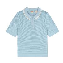 Levis American Vintage College Style Knitted Short Sleeve Polo Shirt Women tops 007V5-0008 L gray