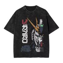 2026 MOBILE SUIT GUNDAMS Printed T-shirt Men's and Women's Washed T-shirt High Quality Vintage Cotton T-shirt Harajuku Y2K Tops 120 white