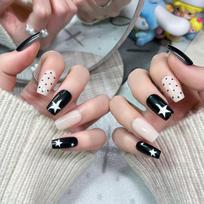 Sweet Insta Spicy Girl White Whitening Nail Art Removable Star Black Press-On Stickers gray