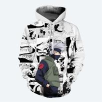 2024 m. Naujas japoniškas anime Naruto vyriškas gobtuvas su 3D spausdintu Kakashi modeliu megztinis Fashion Street laisvalaikio negabaritinis vyriškas megztinis S gray
