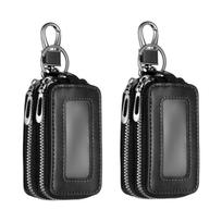 Double Car Smart Key PU RFID with Key Zipper for Remote Control Black [uxcell] 2-Pack Case, Leather, Compatible, Keychain, Ring, Bag, Keys, juoda